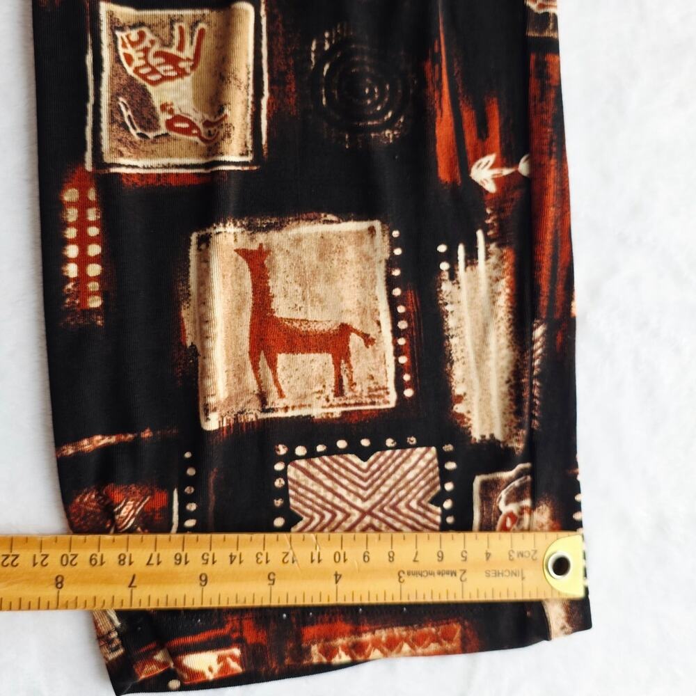 Chicos Travelers Pants Size 1 8 Medium Black Tribal African Safari Print Pull-On - Picture 12 of 14